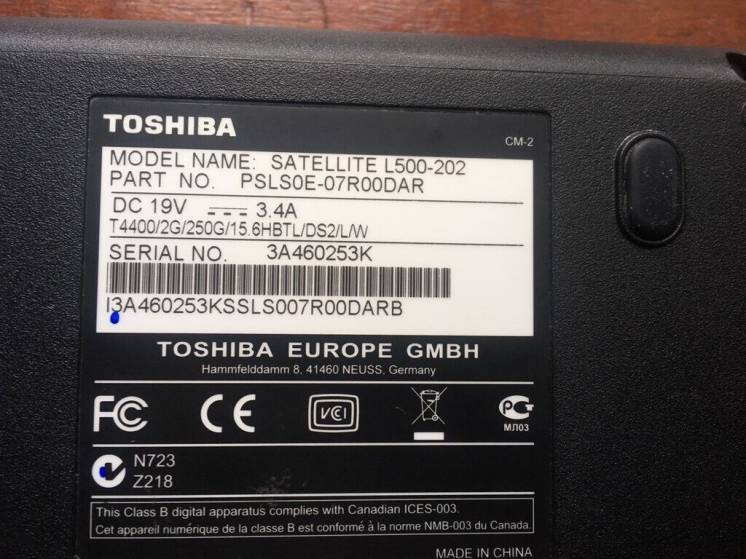 Разборка ноутбука Toshiba Satellite L500 - 202