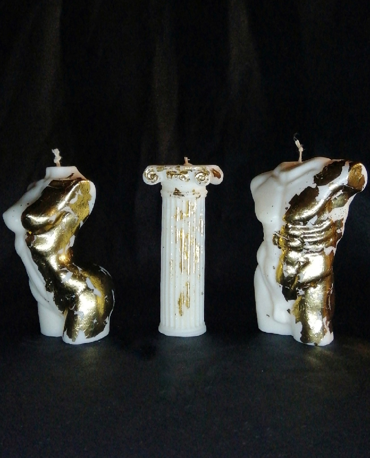 Соєві свічки Тіла поталь різні на вибір формові Торс с золотим декором