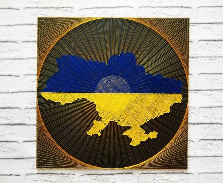 Картина Схід сонця над україною, string art україна, картина україна