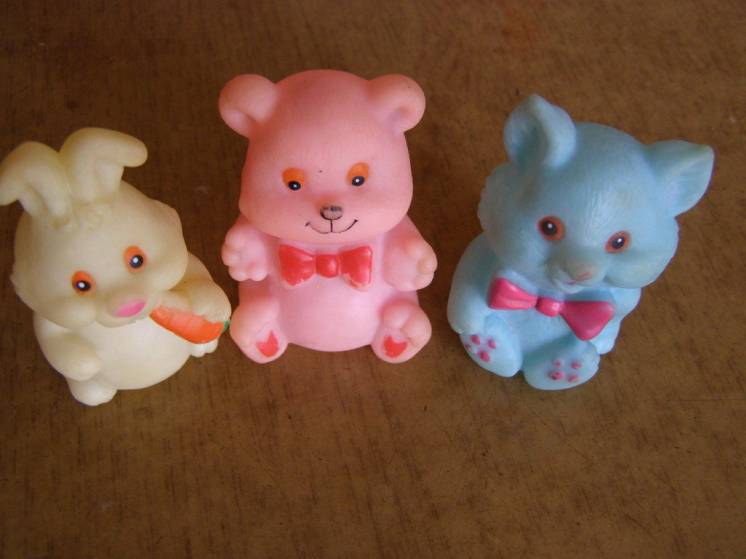 Комплект резиновых игрушек Кот,Заяц,Мишка