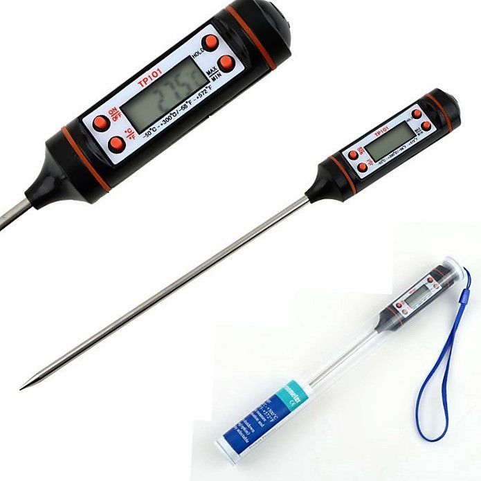 Кулинарный термометр цифровой со щупом, батарейкой и футляром