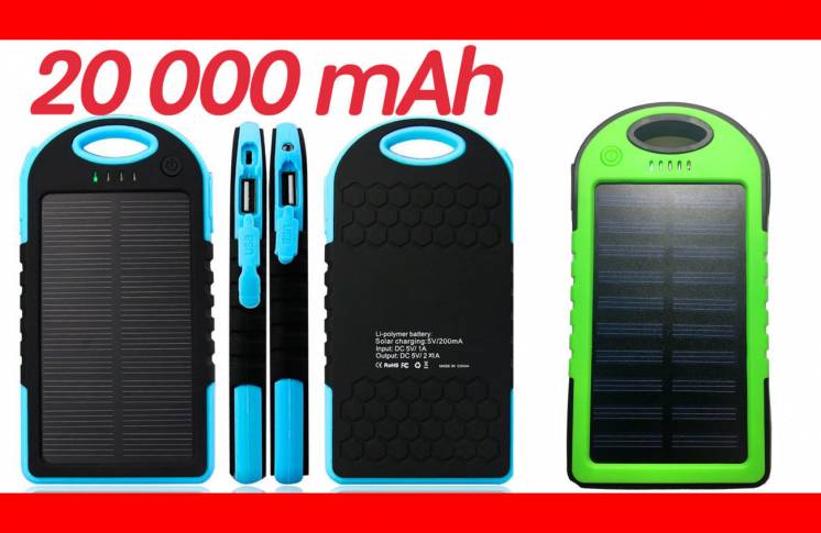 Power Bank 20000 Solar 2 USB Led солнечная батарея повар банк павер