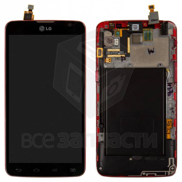 Дисплейный модуль LG D686 G Pro Lite Dual, красный, с передней панелью