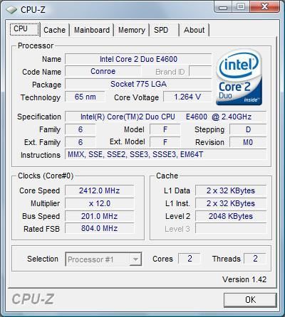 Процессор - Intel® Core™2 Duo Processor E4600