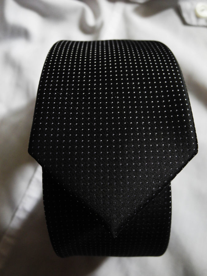 Мужской галстук узкий черный серый в крап BURTON 5 см