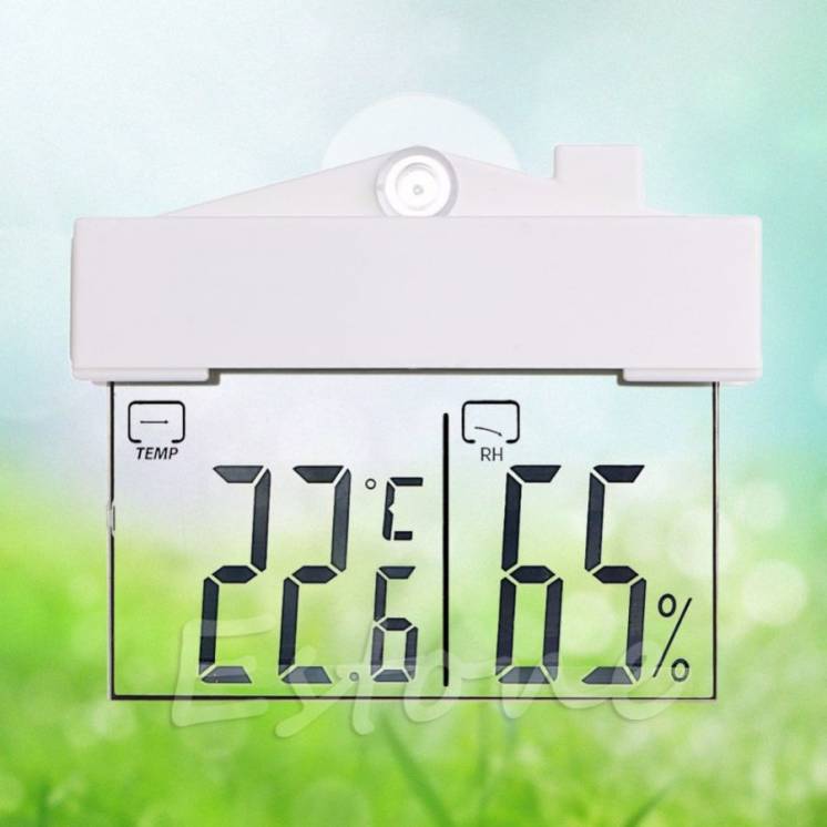 Термометр(градусник) гигрометр(влагомер) електронный на окно прозрачн