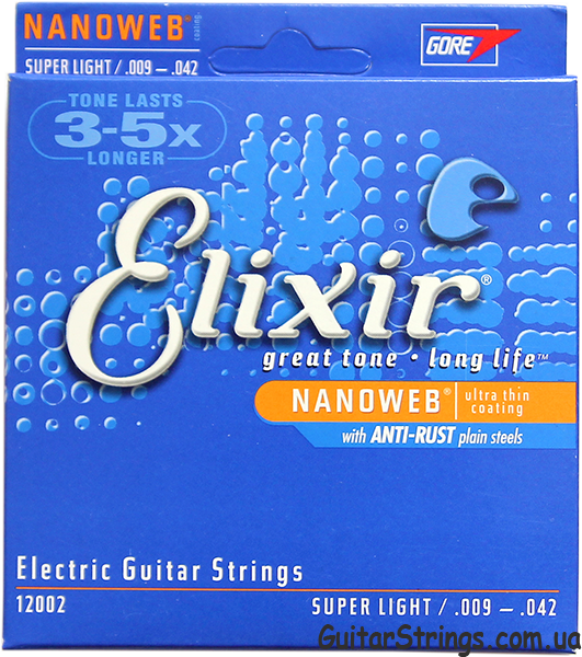 Струны для электрогитары Elixir Anti-Rust NanoWeb Super Light 9-42