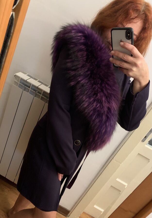 Пальто Anna Biagini р.s. Италия. лисица фиолетового цвета.