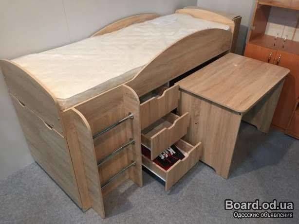 Кровать-чердак 4в1 кровать+стол+шкаф+комод Распродажа со склада!