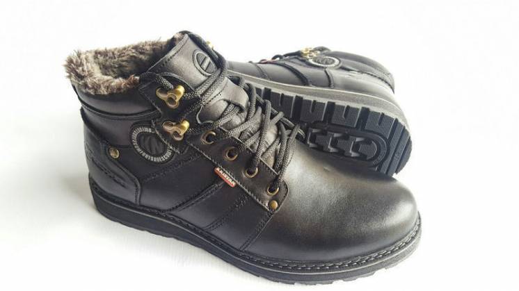 Мужские кожаные зимние ботинки Kristan clasic black