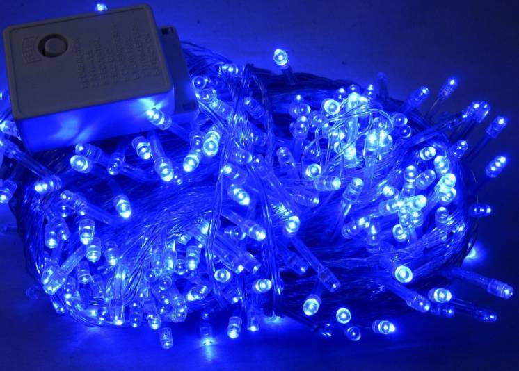 Гирлянда новогодняя , синий цвет LED лампочек , 100 шт.  8 режимов .