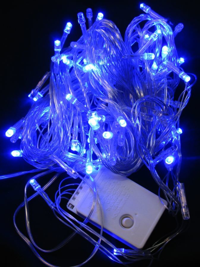 Новый год , гирлянда , синий цвет LED лампочек , 200 шт.  8 режимов .