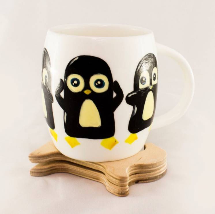 Чашка пингвик - ручний розпис