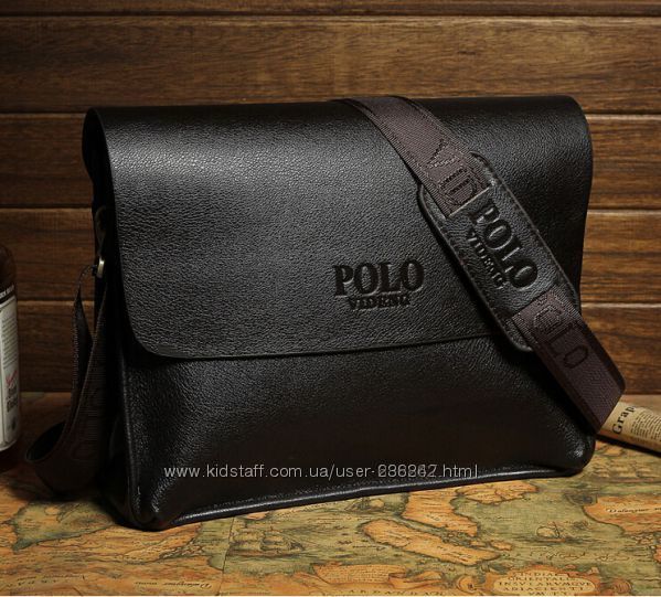 Стильная мужская сумка Polo горизонтальный формат. сумка через плечо.