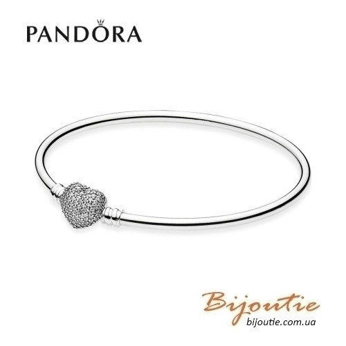 Оригинал Pandora браслет 590722CZ (жесткий - бангл) серебро 925