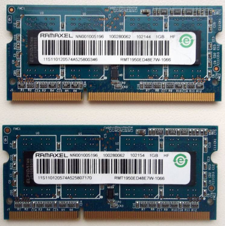 Опетативаня память для ноутбука Ramaxel DDR3 2*1Gb 1066 MHz