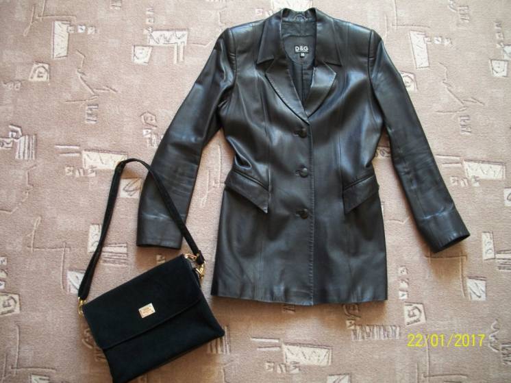 Пиджак, куртка, женский, кожаный. Чёрный. Размер 46-48