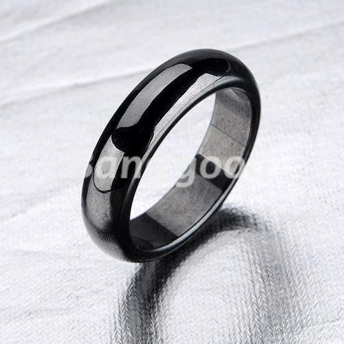 Гематит - Стильное черное кольцо Унисекс. (19 мм)