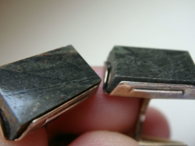 Запонки серебро 875 пр.натуральный камень
