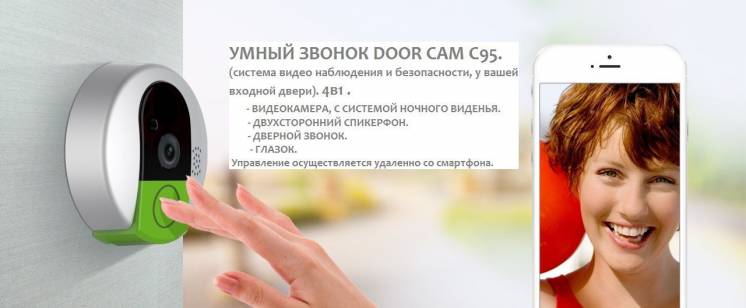 Умный звонок Door Cam C95 Wi-fi ( система удаленного видеона наблюдени