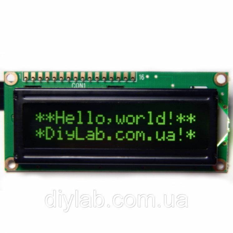 Lcd 1602 Hd44780 зелені символи, чорний фон Arduino, Raspberry Pi