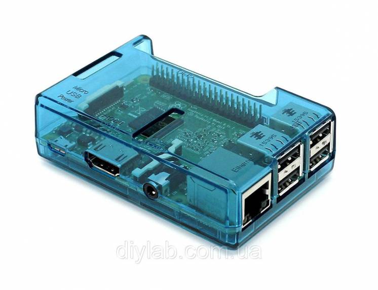 Корпус для Raspberry Pi 2 B / Raspberry Pi 3 B  синій прозорий