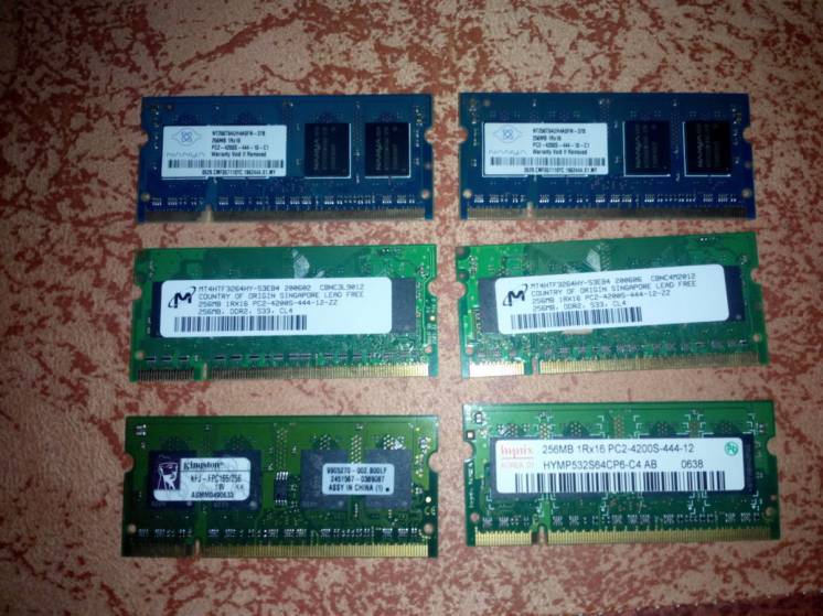Память ОЗУ DDR-2 256Mb для ноутбуков