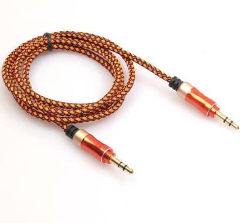AUX кабель красный - плетеный нитью