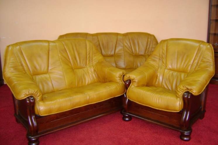 Новий шкіряний диван і два крісла Classic - Шкіряні меблі, набір