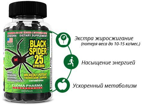 Жиросжигатель Cloma Pharma Black Spider 100 капс Usa оригинал