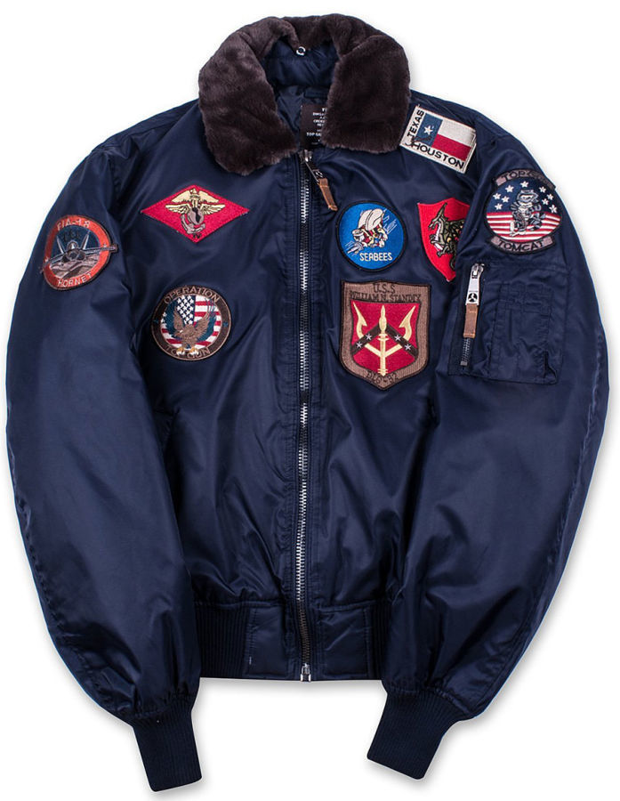 Бомбер Top Gun Official B-15 Flight Bomber Jacket With Patches (синий)