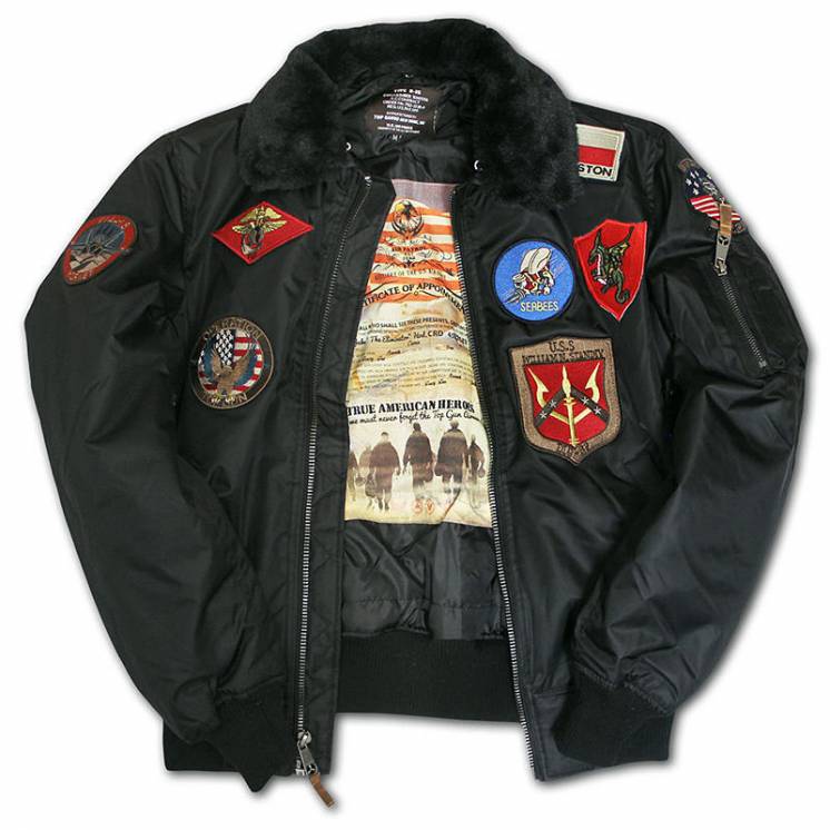 Куртка Top Gun Official B-15 Flight Bomber Jacket With Patches(черная)