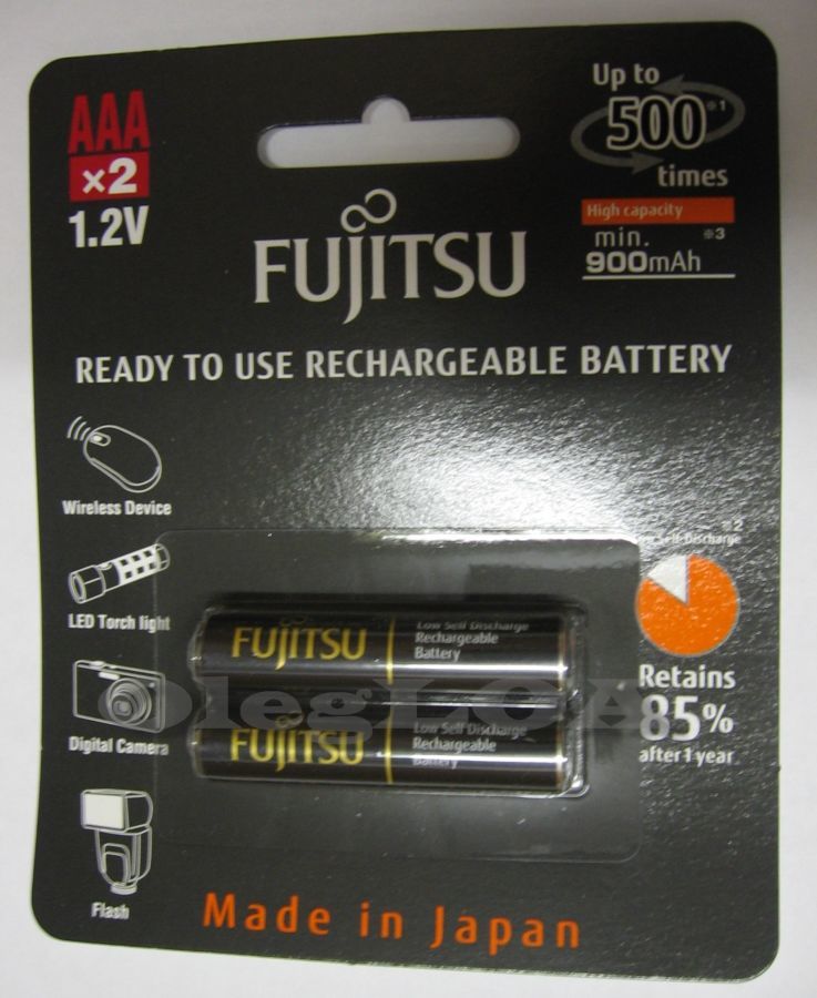 Аккумуляторы Fujitsu 950mah AAA как Eneloop Япония (2шт)