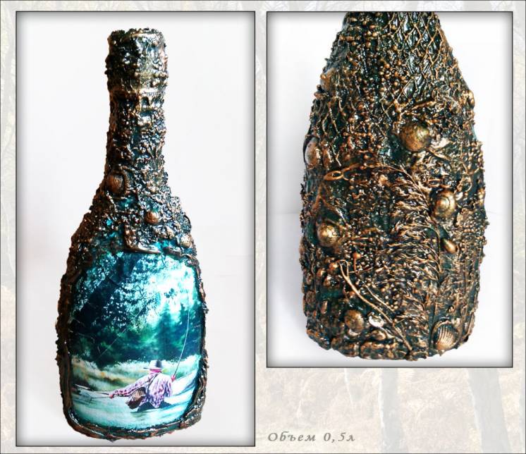 Декор бутылки Подарок рыбаку Сувениры для рыбаков ручной работы