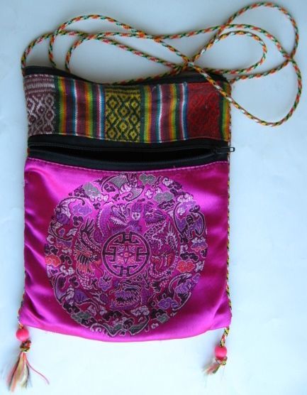 сумочка тканевая текстильная, на шнурке, разноцветная розовая, молнии