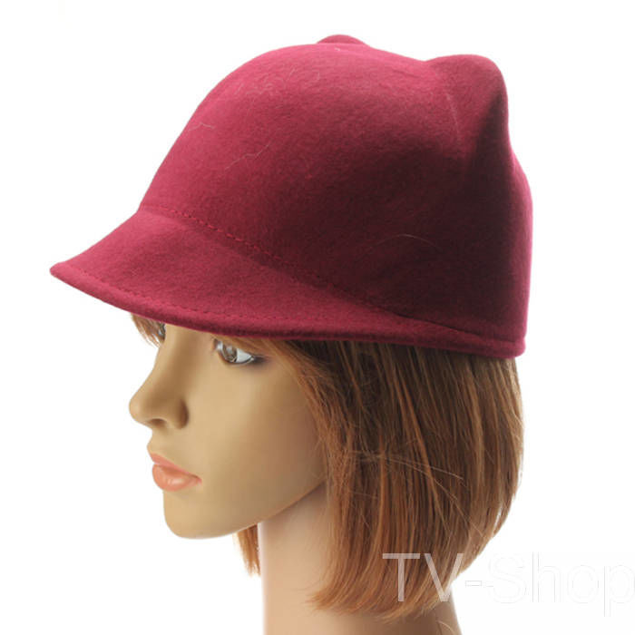 Модна фетрова шапка капелюх жокейка з вушками бордова розмір 57-58 см