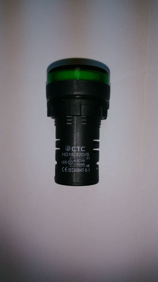 Лампа AD-22DS LED-матрица d22мм зеленый 110В AC/DC