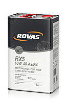 Моторное масло Rovas RX5 10W-40 A3/B4 для легковых автомобилей.