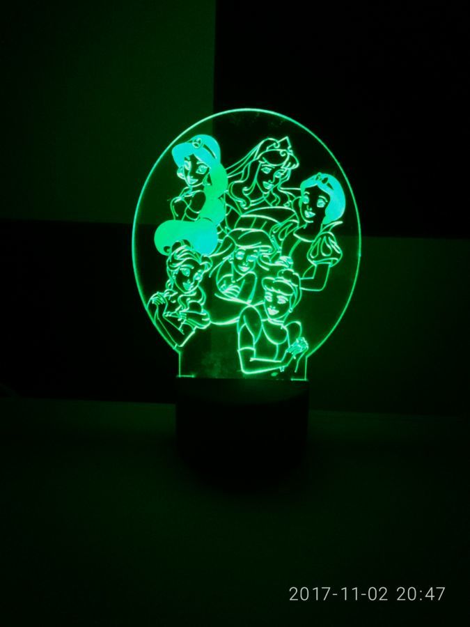 Принцессы Дисней, ночник, светильник, LED лампа, золушка жасмин ариэль