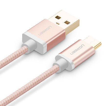 Ugreen Nylon USB Type C кабель быстрой зарядки Реальные 5V/2A 1м