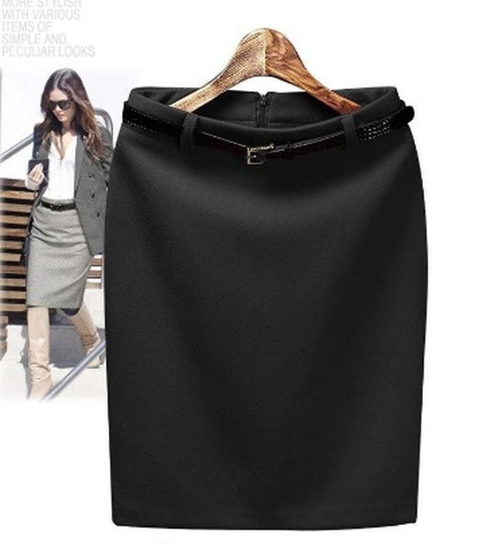 Черная юбка с поясом (с подкладкой)