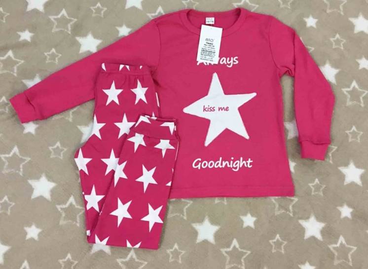 Детская трикотажная пижама для девочки звезды рост 98-128