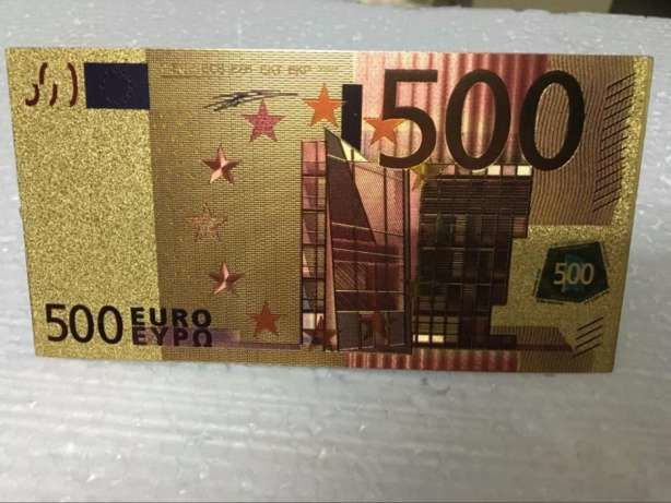 Золотые банкноты на подарок 500 евро 100 $