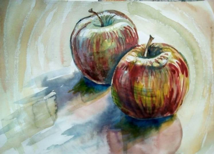Картина акварелью ,, яблоки