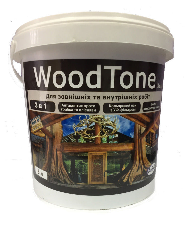 Пропитка краска для дерева WoodTone aqua 3 в 1 (10 л.)