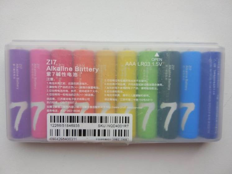 Батарейки Xiaomi (OR) Alkaline Battery ZI7 Rainbow LR03 (AAA) (10шт)