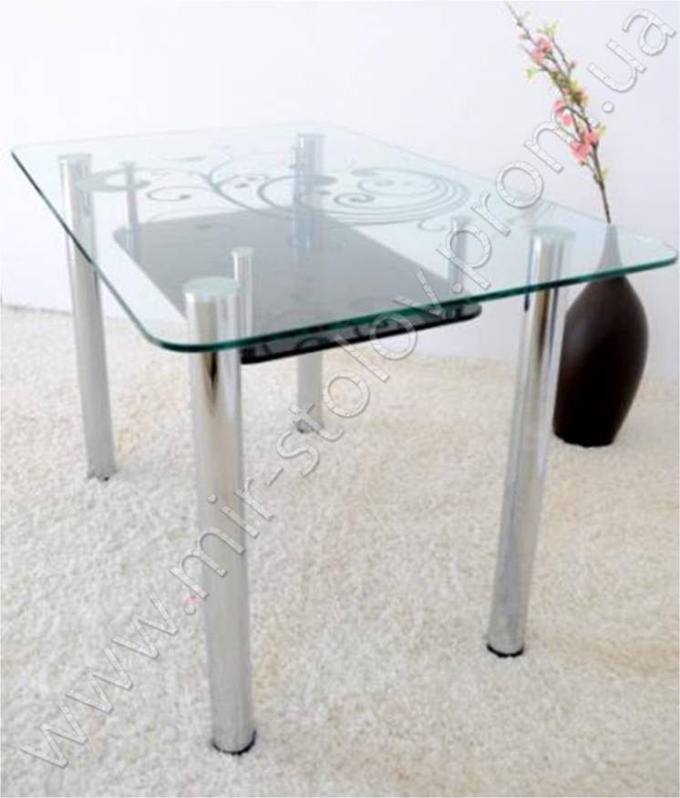 Кухонный стеклянный стол 1100/700