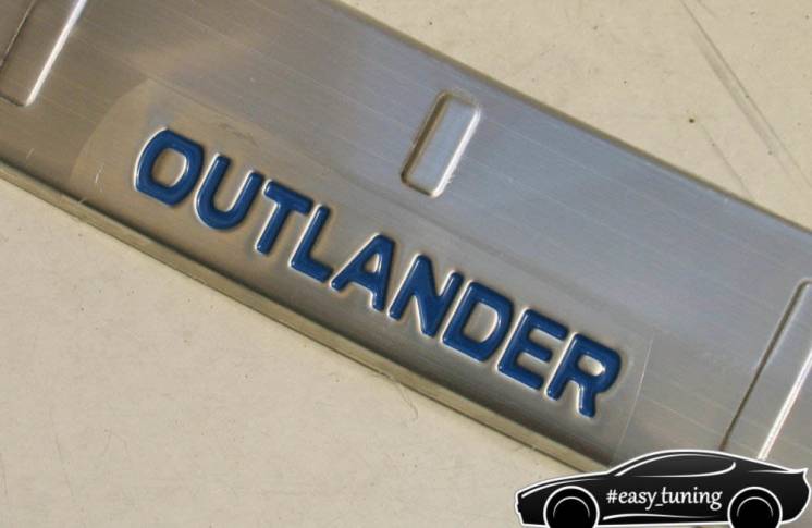 Mitsubishi Outlander 2015 накладка защитная на задний бампер тип B син