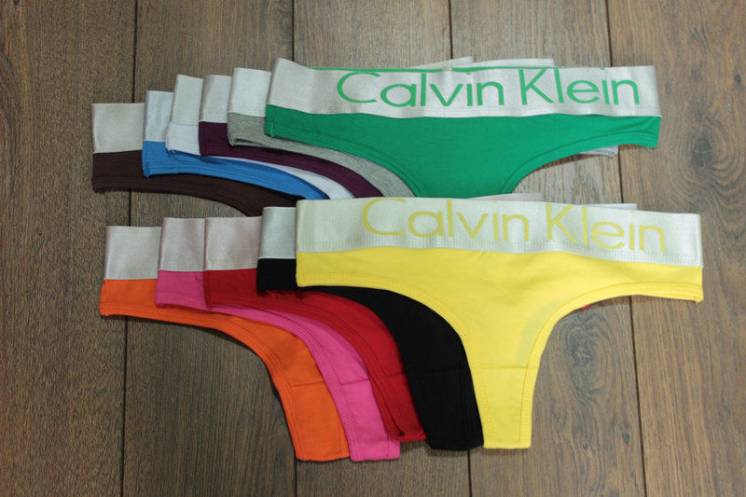Подарочный набор женские трусы-стринги Calvin Klein \Кельвин (5 шт\уп
