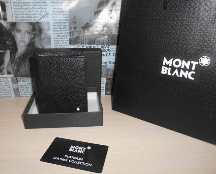Мужской кошелек, портмоне, бумажник Mont Blanc, кожа, Италия 55-002